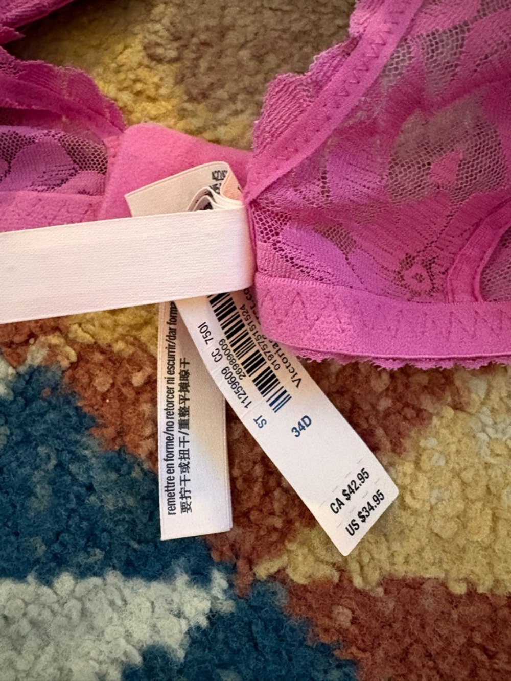 Victoria's Secret Lace Push-Up Bra - Bright Pink - Picture 2 of 2